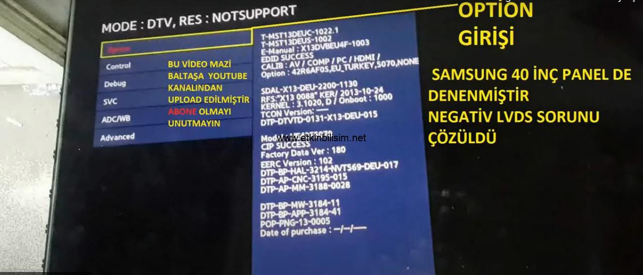 Samsung LVDS NEGATİVE Sorunu Görüntü Bozukluğu Çözüldü