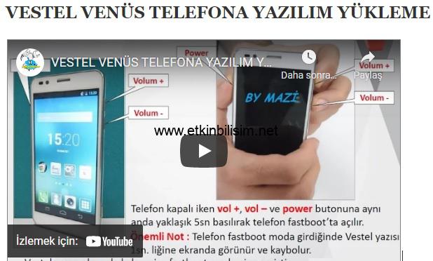 VESTEL VENÜS TELEFONA YAZILIM YÜKLEME